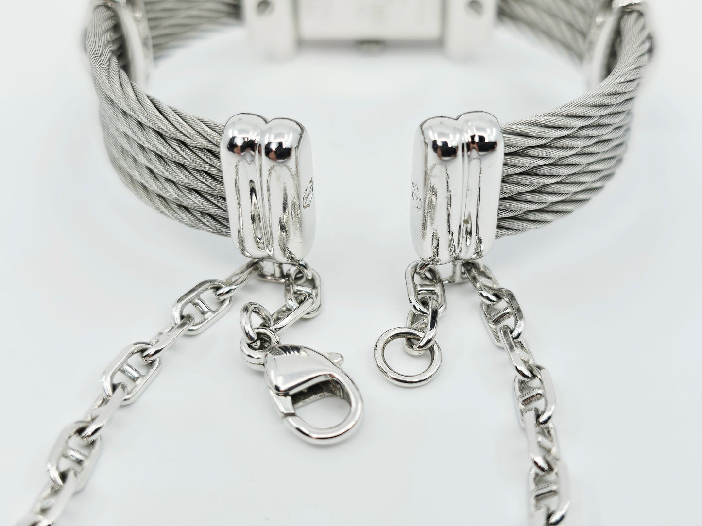 Philippe Charriol Columbus 925 Silver Watch Cable Bracelet MOP Diamond Dial