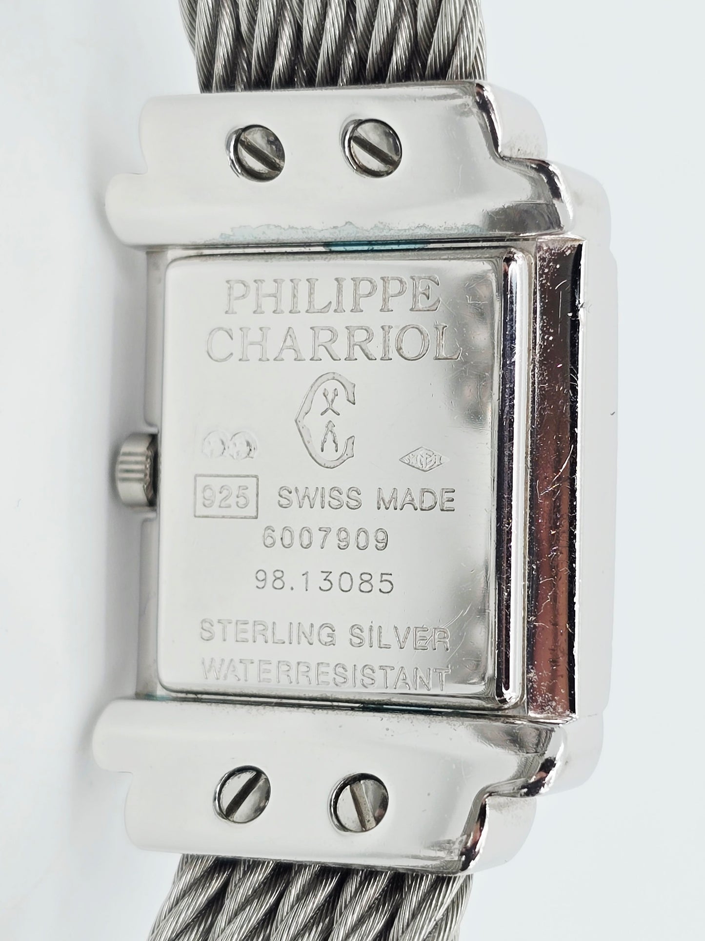 Philippe Charriol Columbus 925 Silver Watch Cable Bracelet MOP Diamond Dial