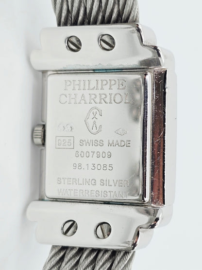 Philippe Charriol Columbus 925 Silver Watch Cable Bracelet MOP Diamond Dial