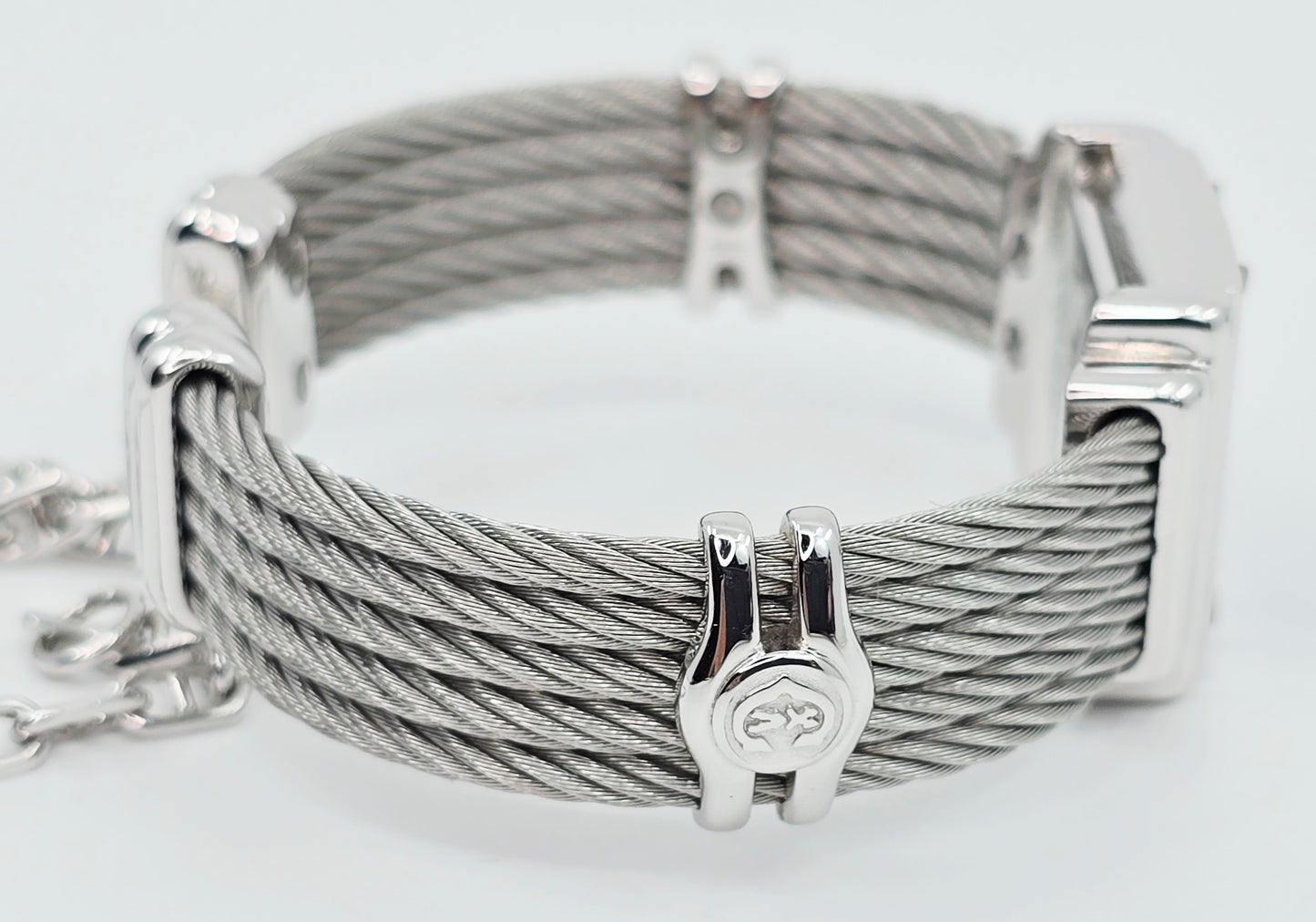Philippe Charriol Columbus 925 Silver Watch Cable Bracelet MOP Diamond Dial