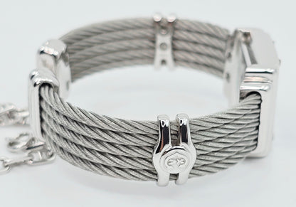 Philippe Charriol Columbus 925 Silver Watch Cable Bracelet MOP Diamond Dial