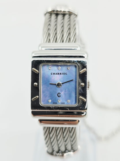 Philippe Charriol Columbus 925 Silver Watch Cable Bracelet MOP Diamond Dial