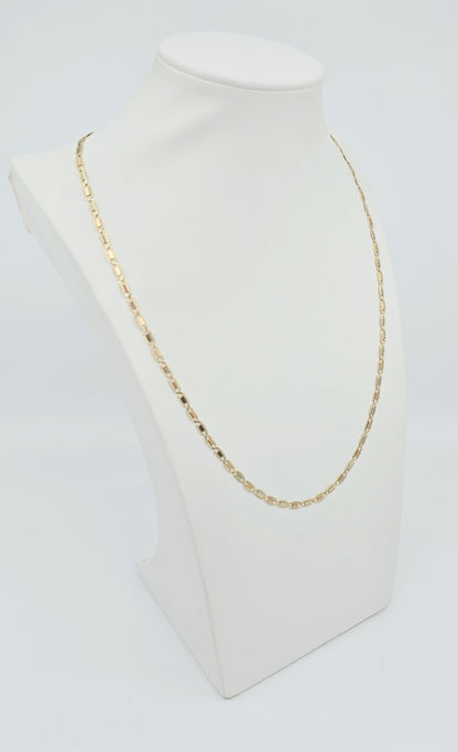 10K Tri Tone Gold Diamond Cut Valentino Link Chain Necklace