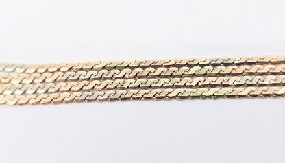 14K Tri Tone Gold Serpentine Link Chain Necklace