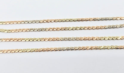 14K Tri Tone Gold Serpentine Link Chain Necklace