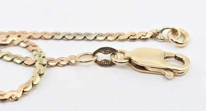 14K Tri Tone Gold Serpentine Link Chain Necklace