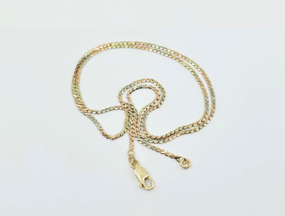 14K Tri Tone Gold Serpentine Link Chain Necklace