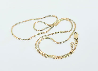14K Tri Tone Gold Serpentine Link Chain Necklace