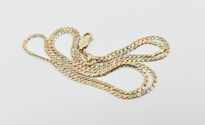 14K Tri Tone Gold Serpentine Link Chain Necklace