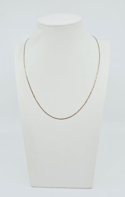 14K Tri Tone Gold Serpentine Link Chain Necklace