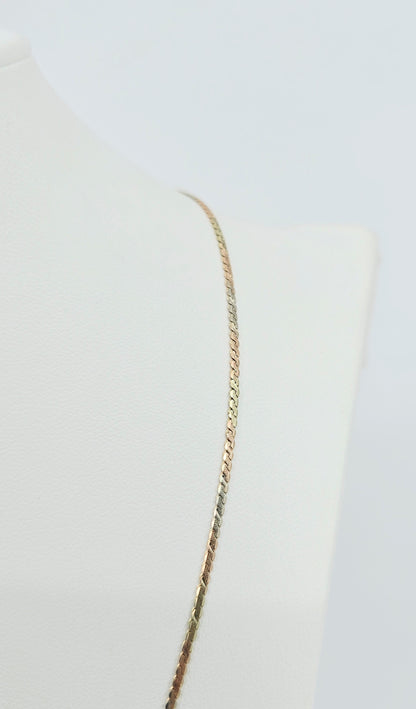 14K Tri Tone Gold Serpentine Link Chain Necklace