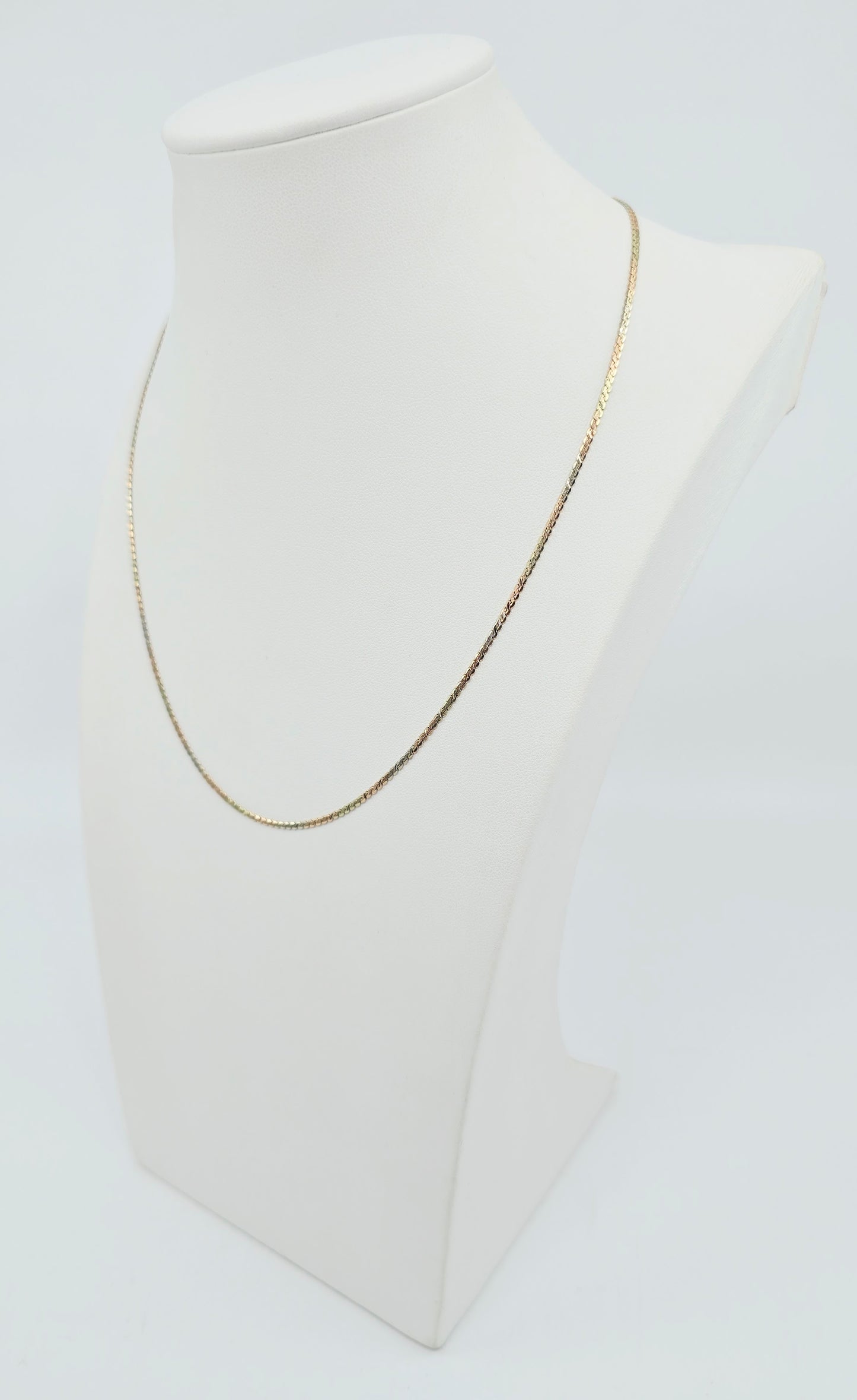 14K Tri Tone Gold Serpentine Link Chain Necklace