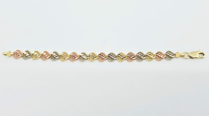 14K Tri Tone Gold Heart Shaped Link Baby Bracelet