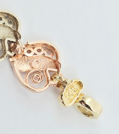 14K Tri Tone Gold Heart Shaped Link Baby Bracelet