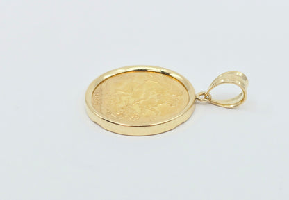 1907 United Kingdom Gold Sovereign Coin London King Edward VII Charm Pendant