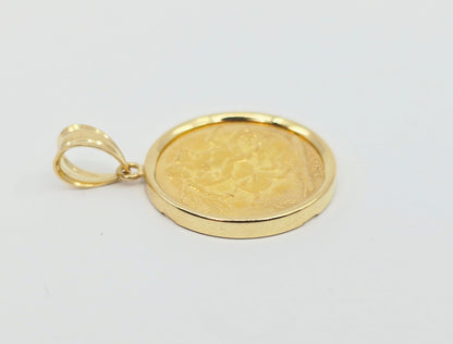 1907 United Kingdom Gold Sovereign Coin London King Edward VII Charm Pendant