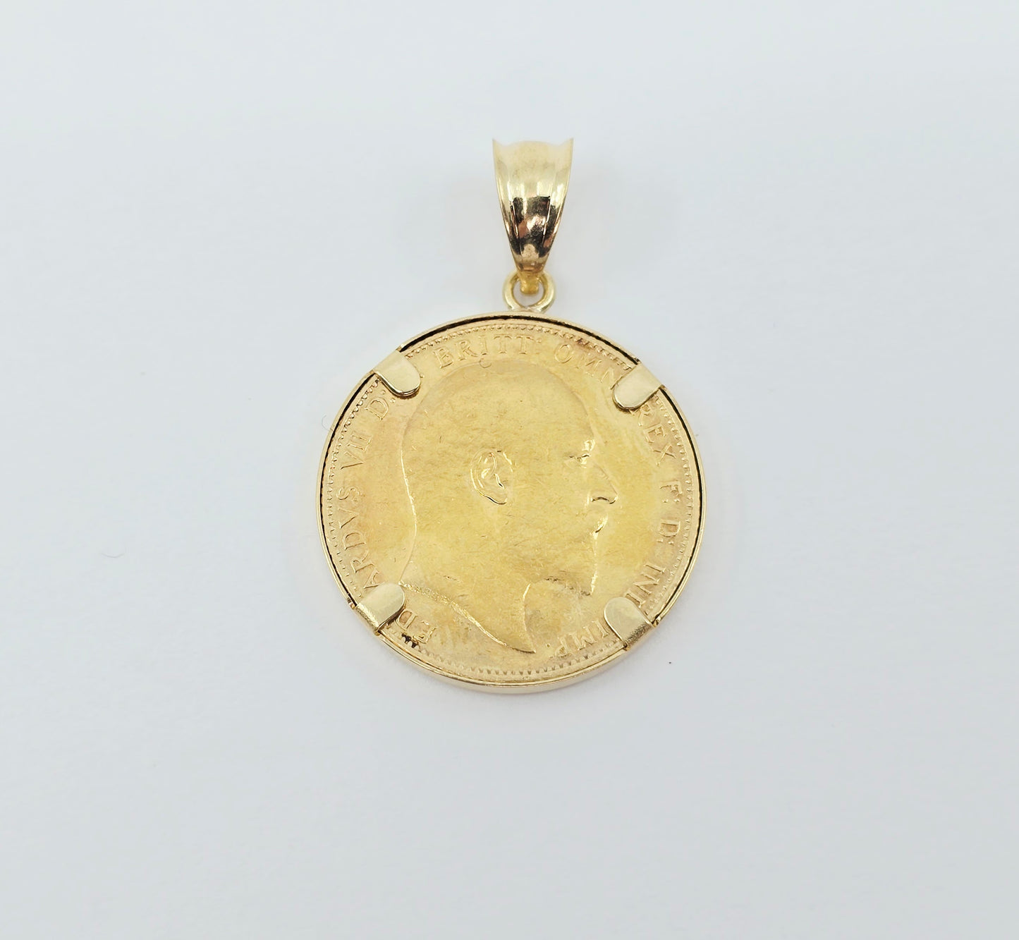1907 United Kingdom Gold Sovereign Coin London King Edward VII Charm Pendant