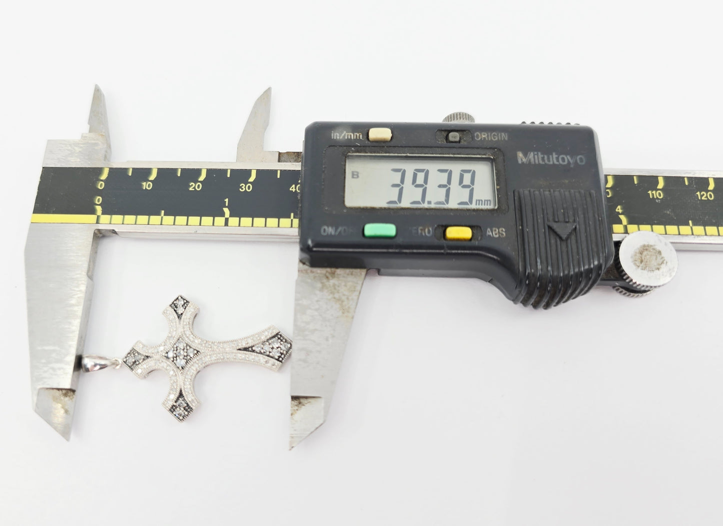 Solid 925 Sterling Silver Religious Diamond Cross Charm Pendant