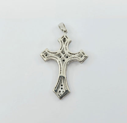 Solid 925 Sterling Silver Religious Diamond Cross Charm Pendant