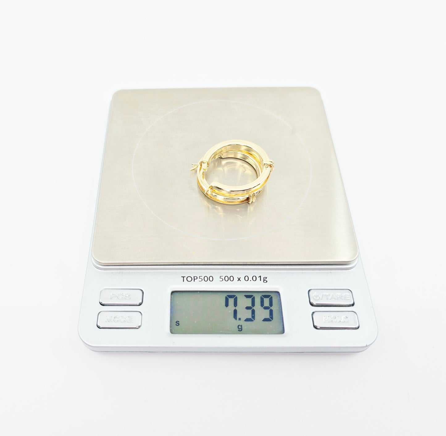 Medium 14K Yellow Gold Hinged Hoop CZ Earrings
