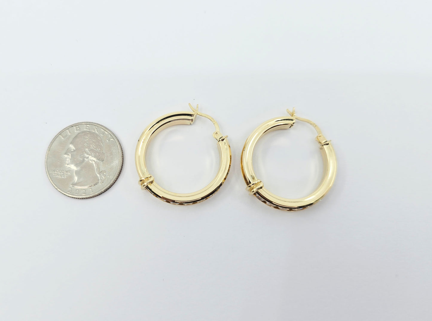 Medium 14K Yellow Gold Hinged Hoop CZ Earrings