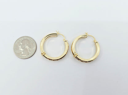 Medium 14K Yellow Gold Hinged Hoop CZ Earrings
