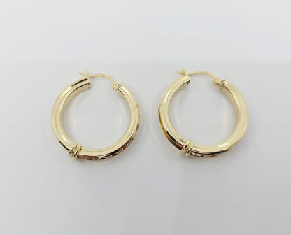Medium 14K Yellow Gold Hinged Hoop CZ Earrings