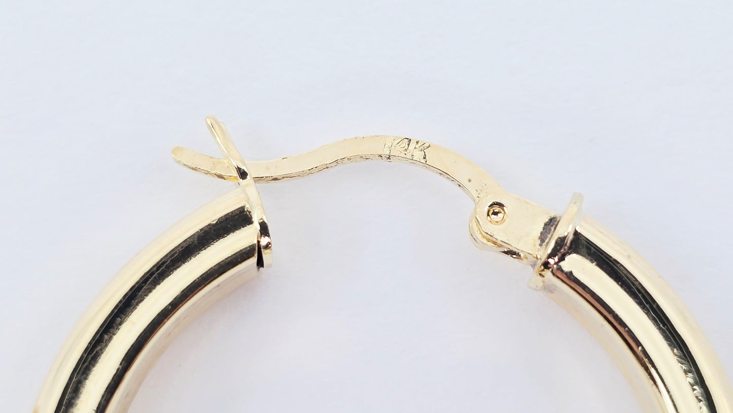 Medium 14K Yellow Gold Hinged Hoop CZ Earrings