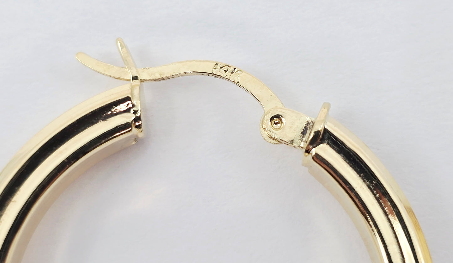 Medium 14K Yellow Gold Hinged Hoop CZ Earrings