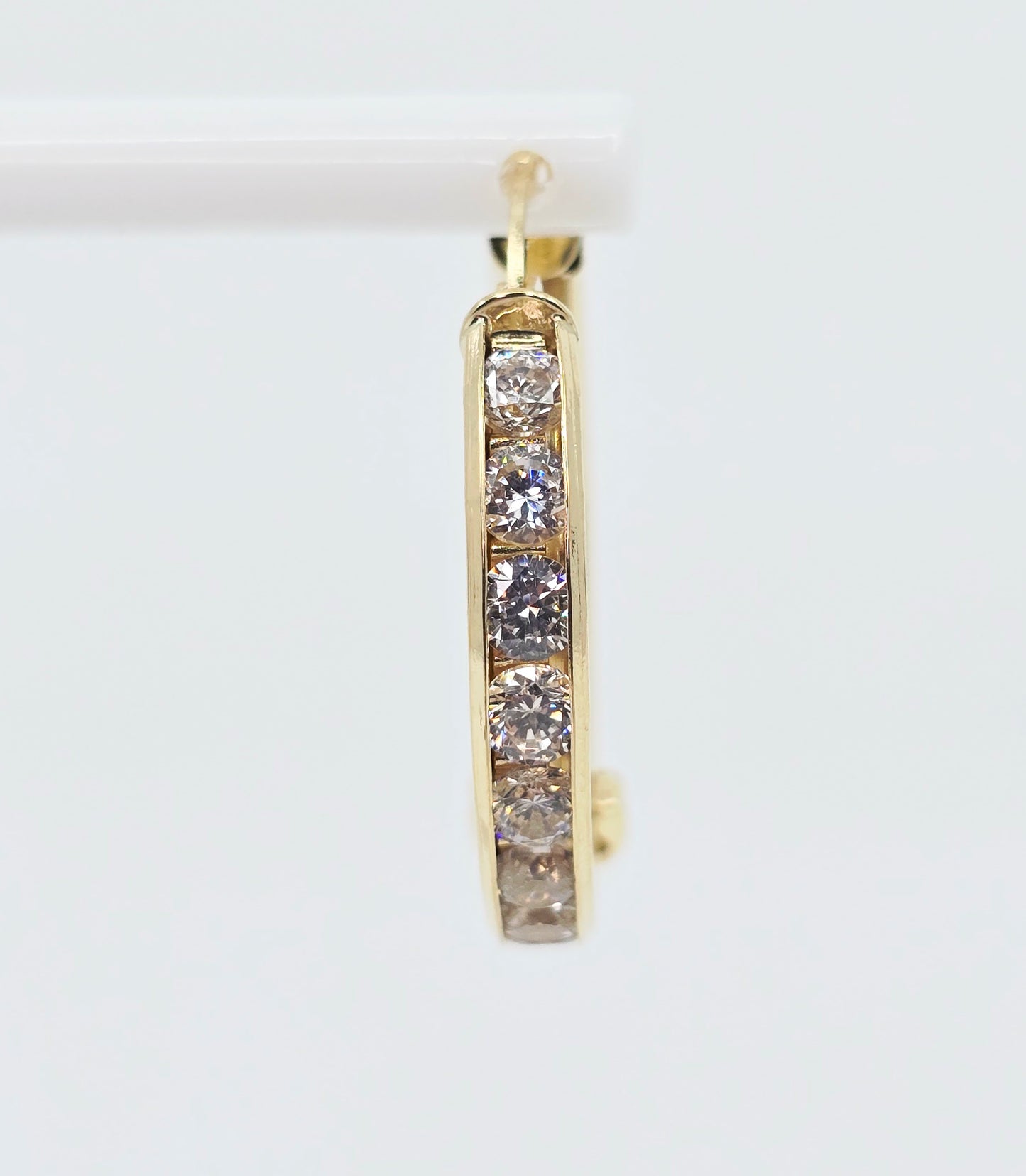 Medium 14K Yellow Gold Hinged Hoop CZ Earrings