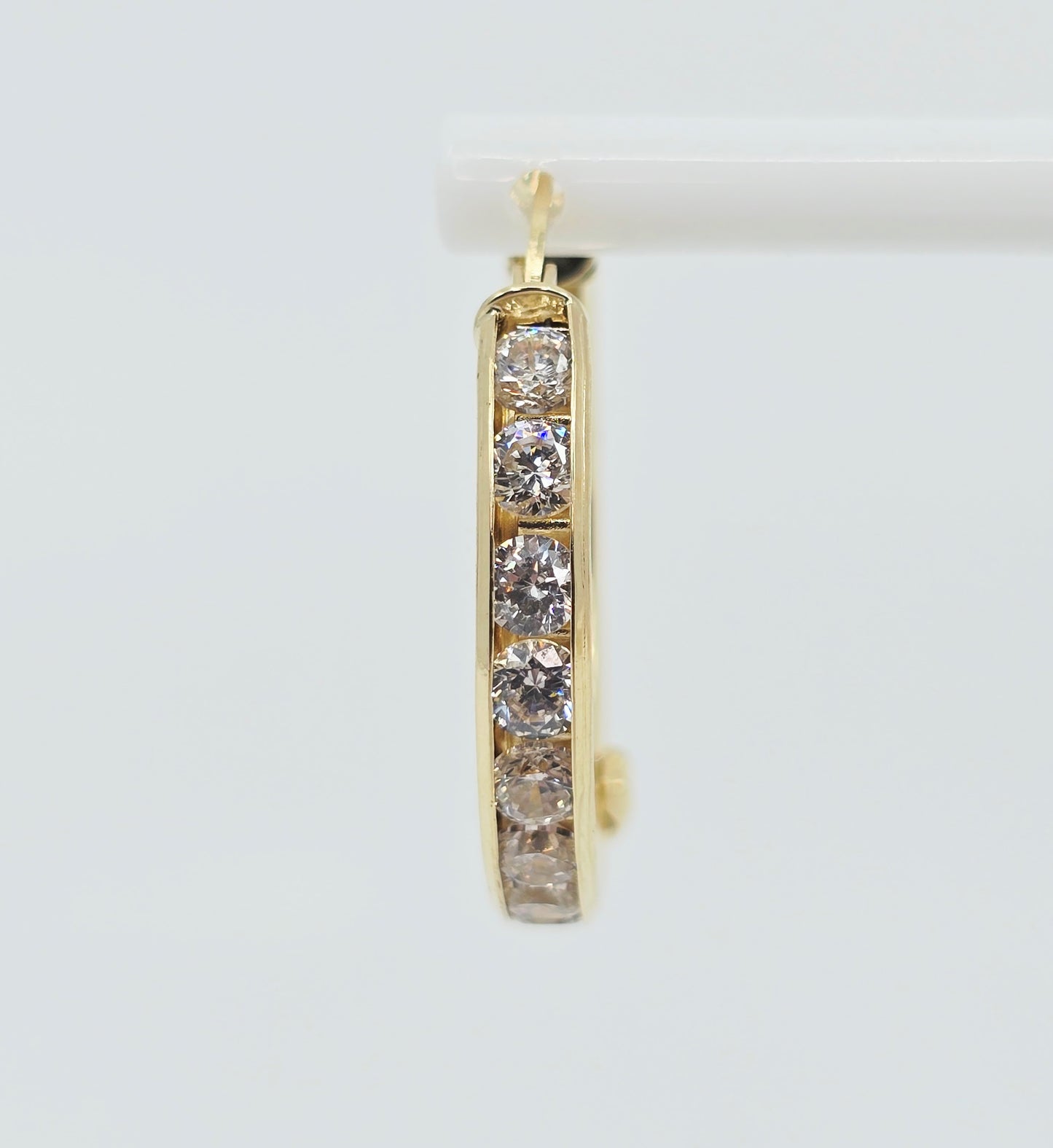 Medium 14K Yellow Gold Hinged Hoop CZ Earrings