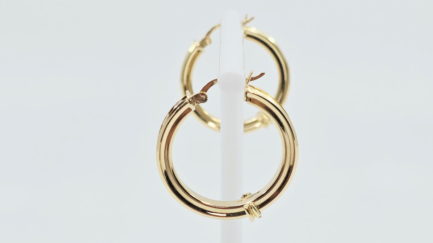 Medium 14K Yellow Gold Hinged Hoop CZ Earrings