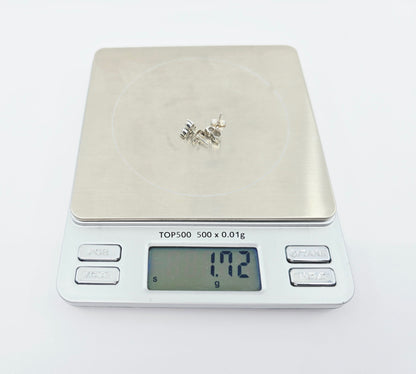 14K White Gold Three Stone Cluster Diamond Stud Earrings