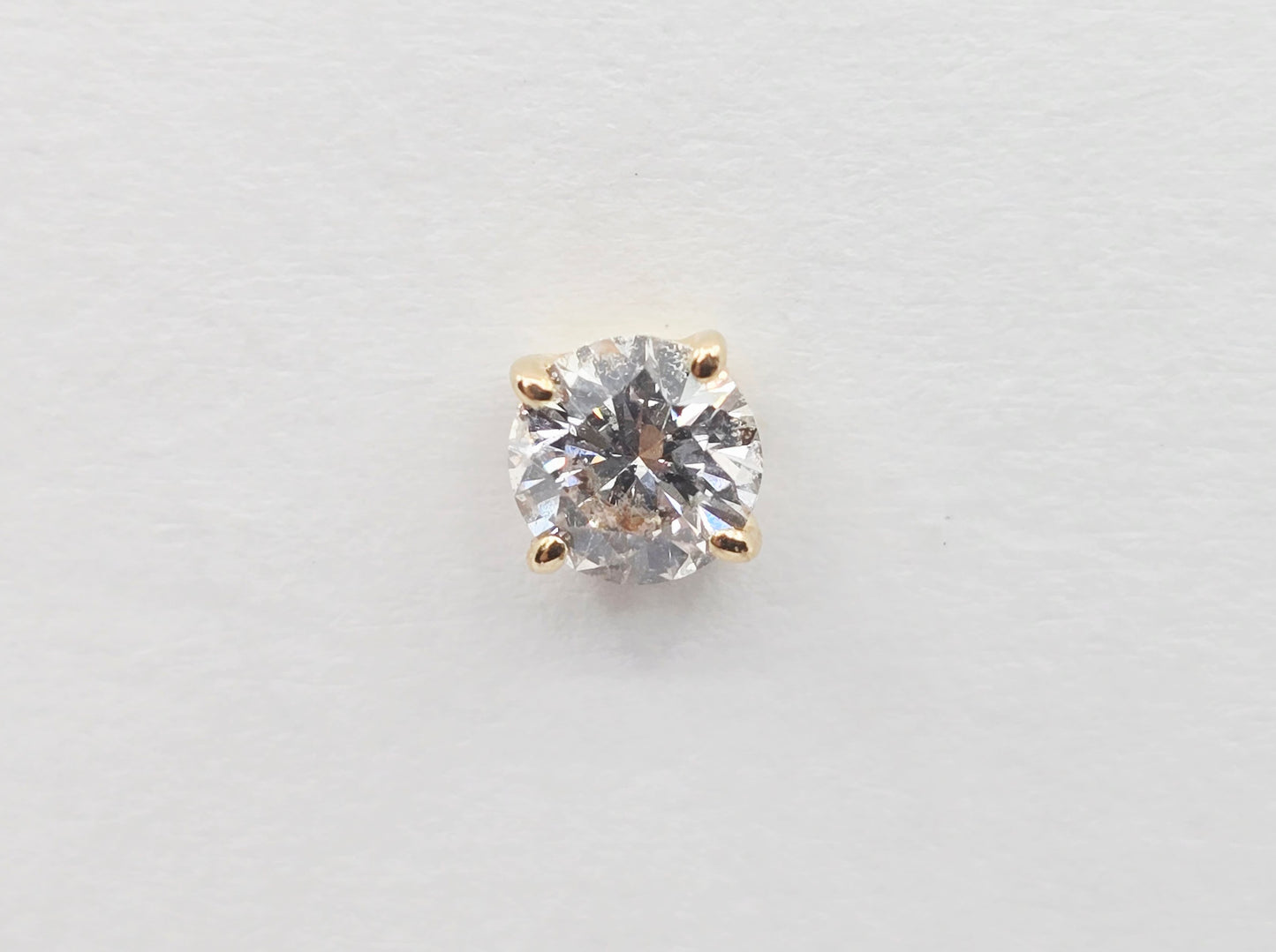 Single 14K Yellow Gold Round Cut Diamond Stud Earring