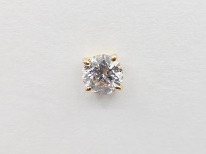Single 14K Yellow Gold Round Cut Diamond Stud Earring