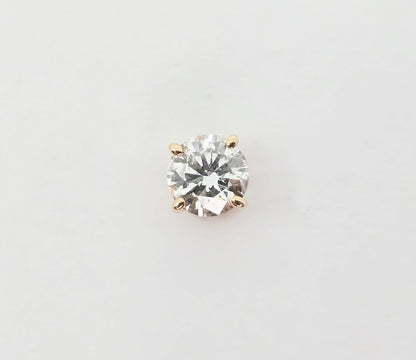 Single 14K Yellow Gold Round Cut Diamond Stud Earring