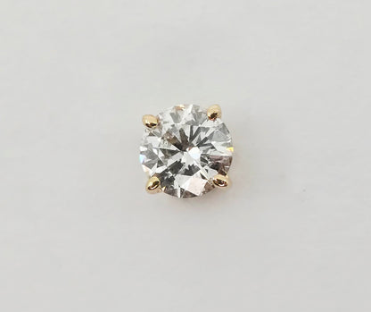 Single 14K Yellow Gold Round Cut Diamond Stud Earring
