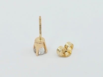 Single 14K Yellow Gold Round Cut Diamond Stud Earring