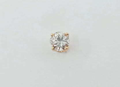 Single 14K Yellow Gold Round Cut Diamond Stud Earring