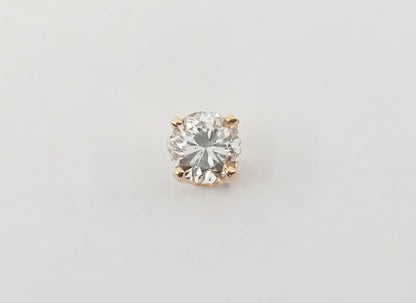 Single 14K Yellow Gold Round Cut Diamond Stud Earring