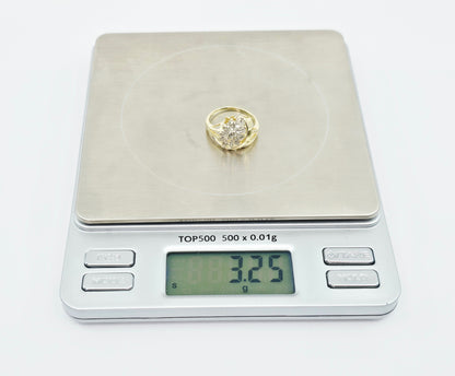 14K Yellow Gold Diamond Flower Ring