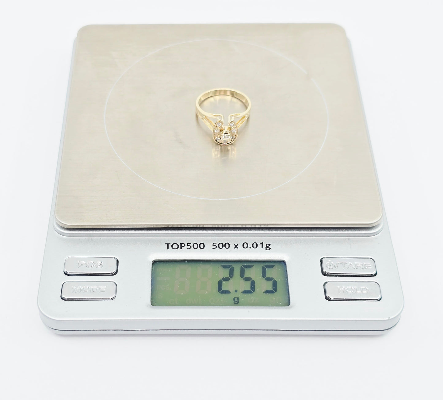 10K Yellow Gold Diamond Horse Shoe Ring