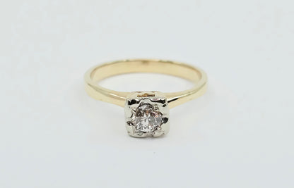 10K Two Tone Gold Solitaire Diamond Engagement Ring