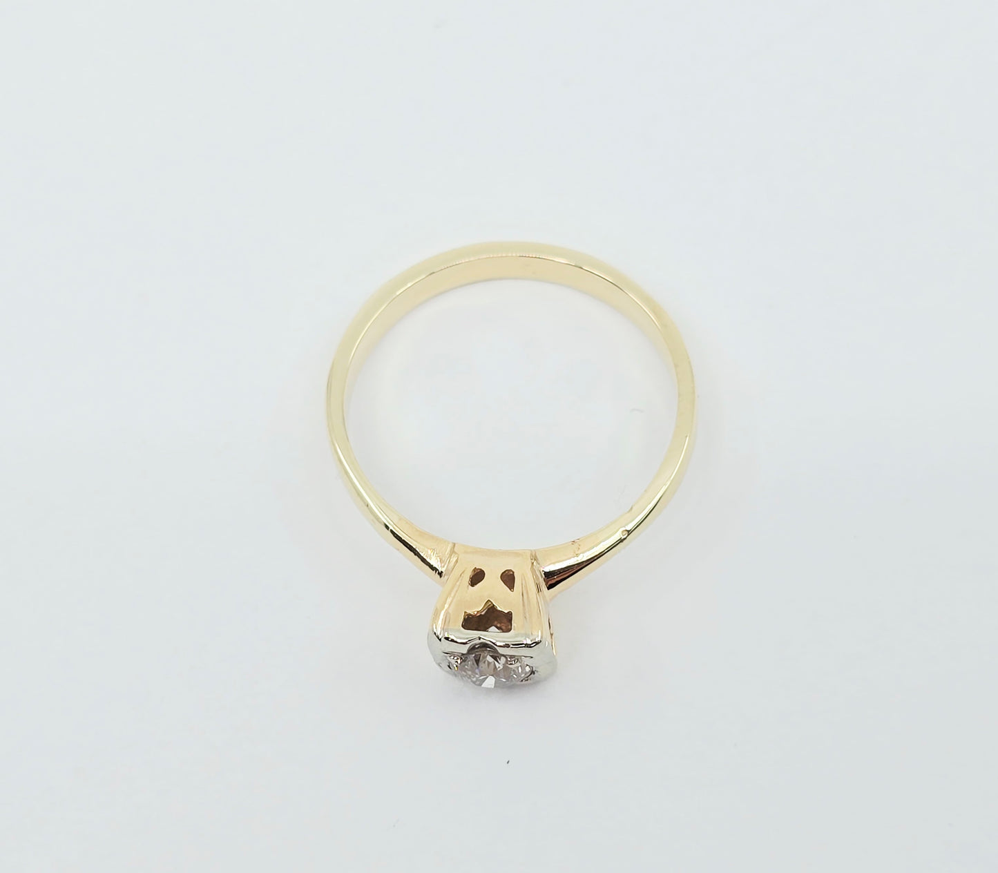 10K Two Tone Gold Solitaire Diamond Engagement Ring