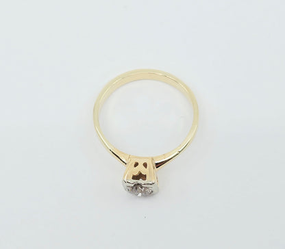10K Two Tone Gold Solitaire Diamond Engagement Ring
