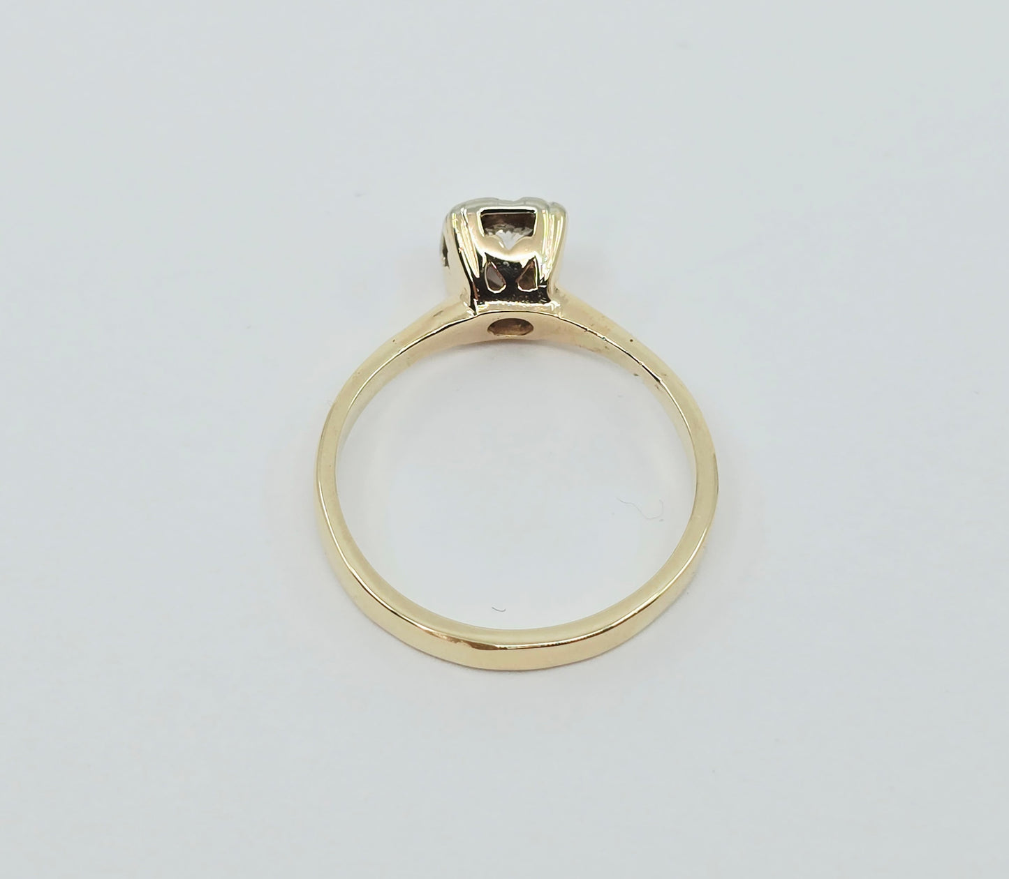 10K Two Tone Gold Solitaire Diamond Engagement Ring