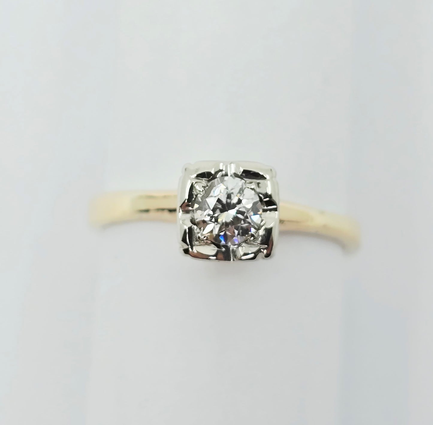10K Two Tone Gold Solitaire Diamond Engagement Ring