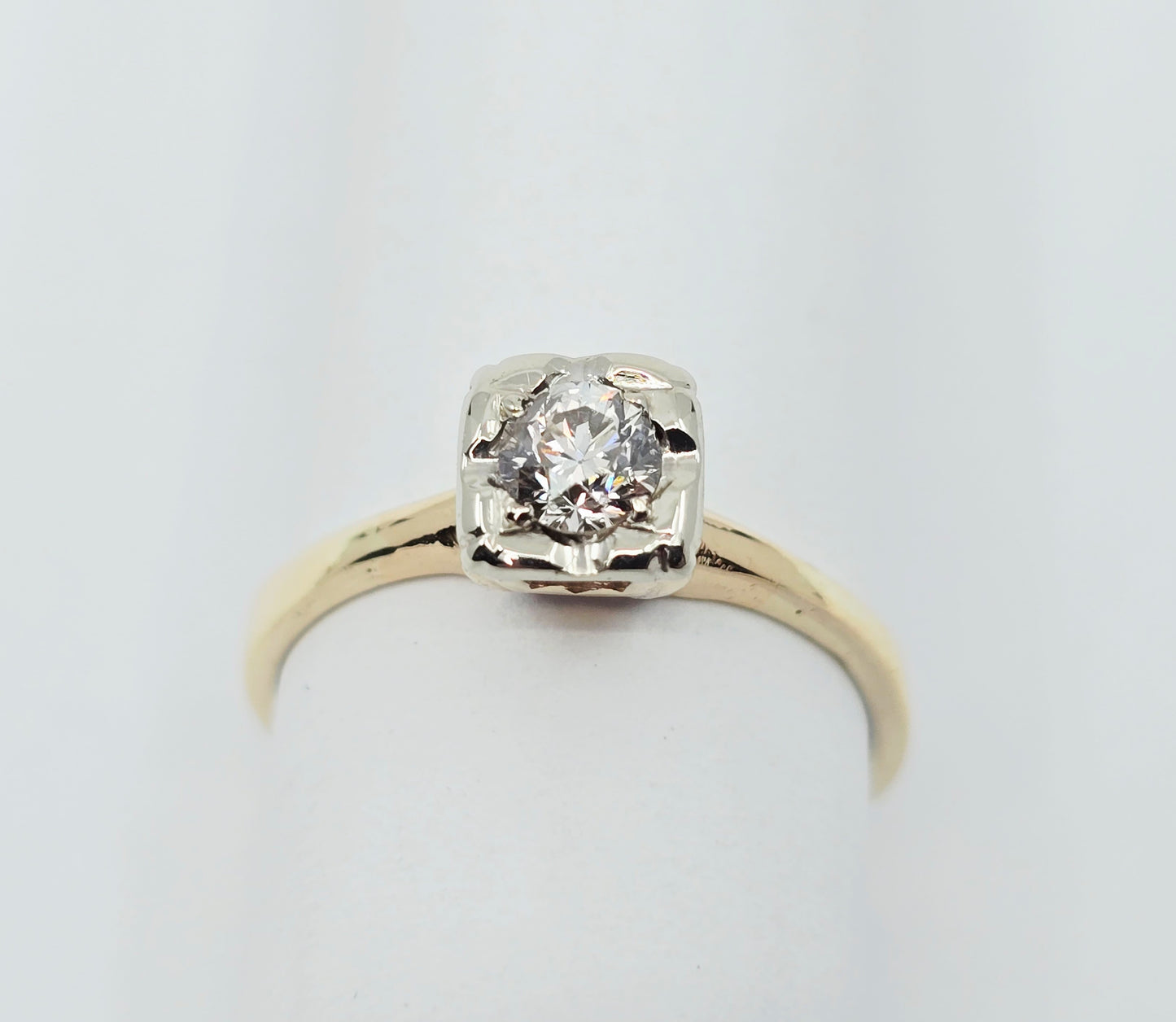 10K Two Tone Gold Solitaire Diamond Engagement Ring