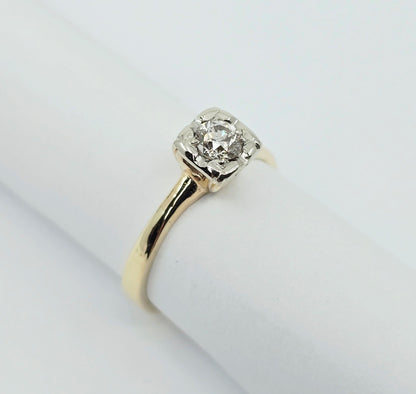 10K Two Tone Gold Solitaire Diamond Engagement Ring