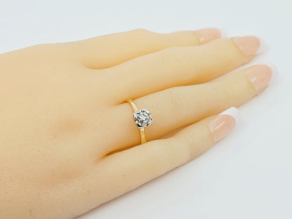 10K Two Tone Gold Solitaire Diamond Engagement Ring